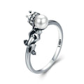 925 Sterling Silber Der Froschprinz Mit Perlenring