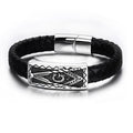 Freimaurer Edelstahl Im Echten Schwarzen Lederarmband