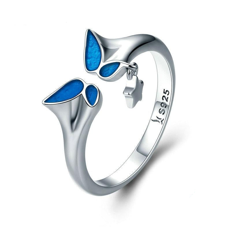 925 Sterling Silber Blue Butterfly Mit Sternbaumring Frauen Jude