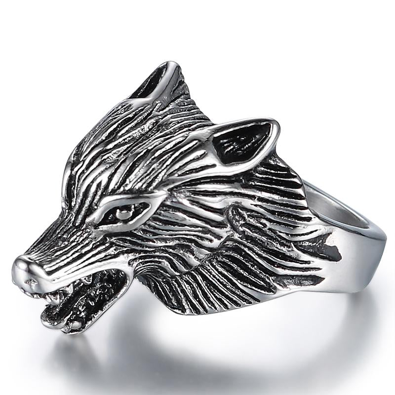 Vintage Wolf Head Ring Für Männer