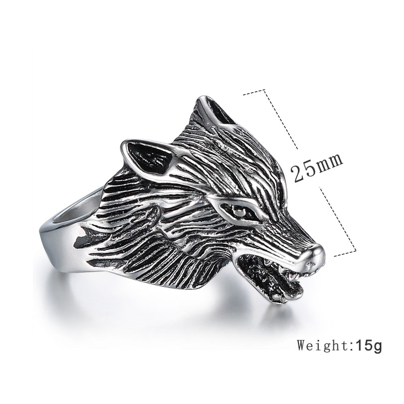 Vintage Wolf Head Ring Für Männer
