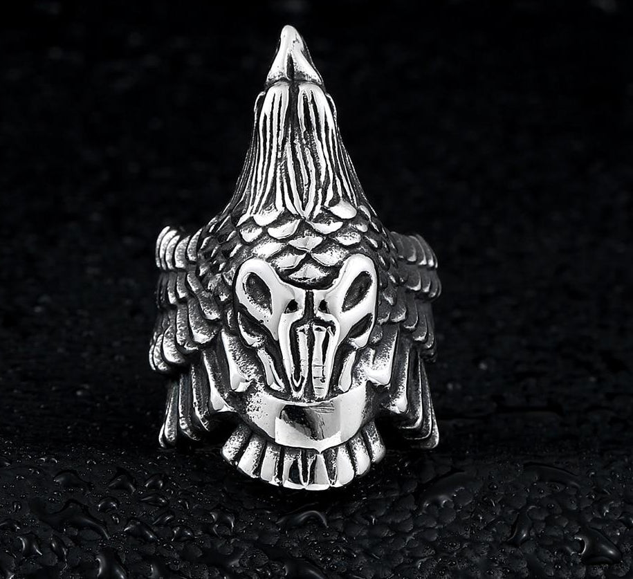 Edelstahl Raven Odin Amulett Ring Für Männer