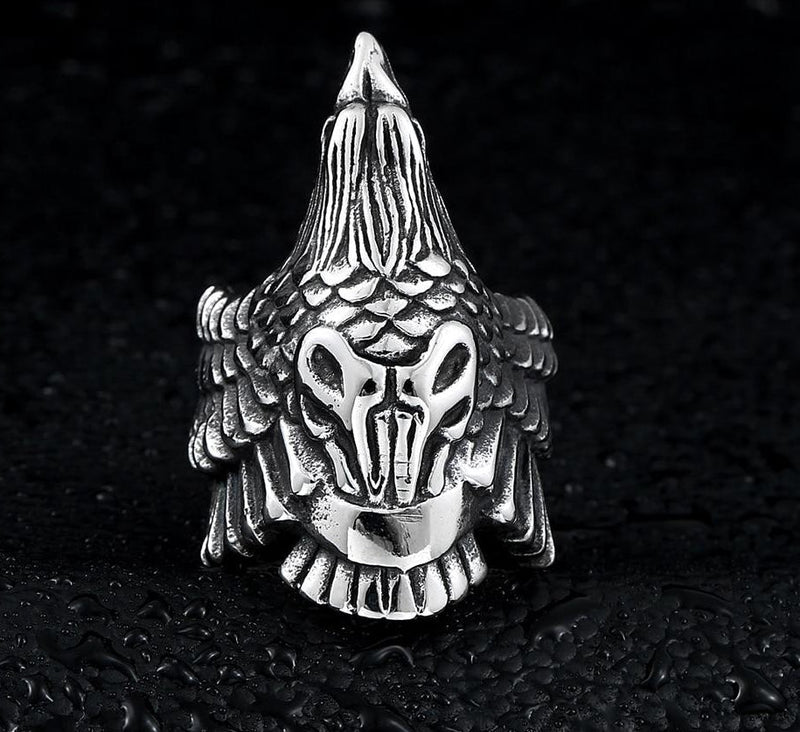 Edelstahl Raven Odin Amulett Ring Für Männer