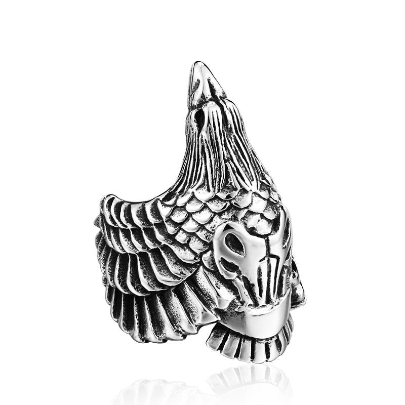 Edelstahl Raven Odin Amulett Ring Für Männer