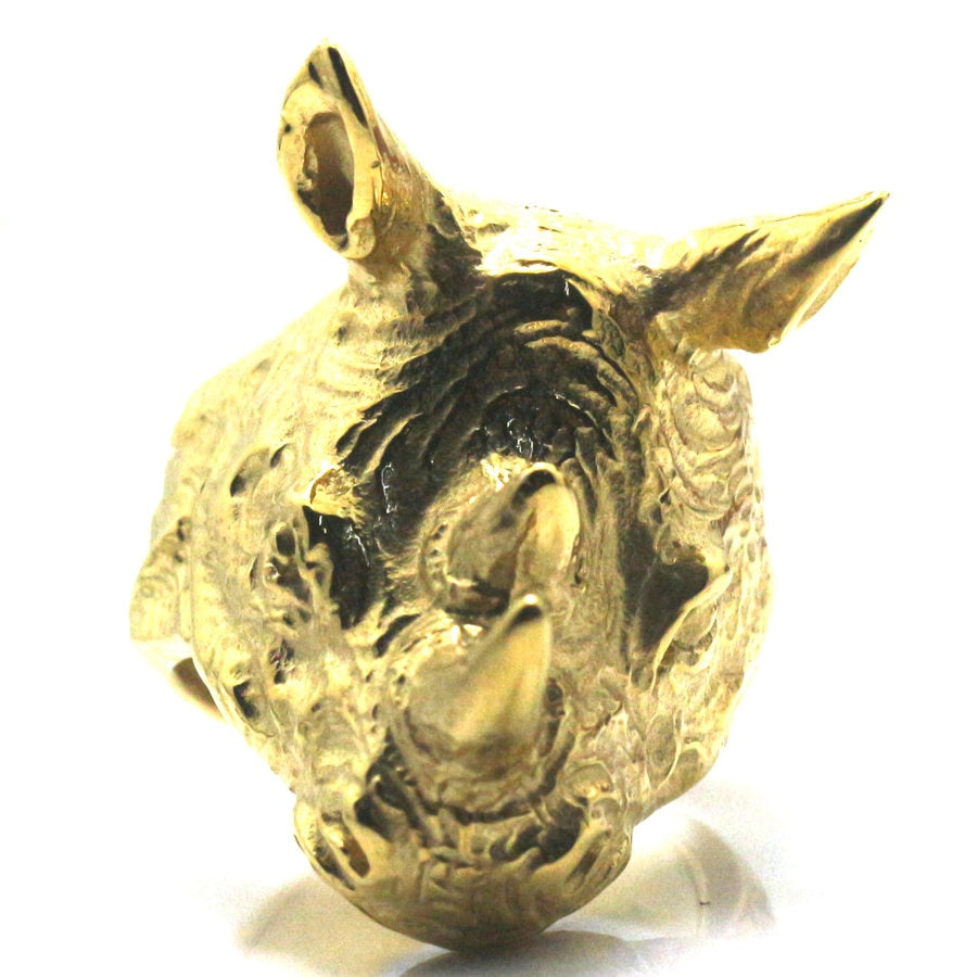 Handgefertigter Edelstahl Wilder Rhinoceros Ring Für Männer