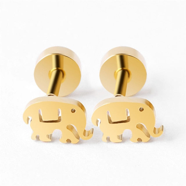 Gold  Und Silber  Elefantenohrohrringe Frauens Schmuck