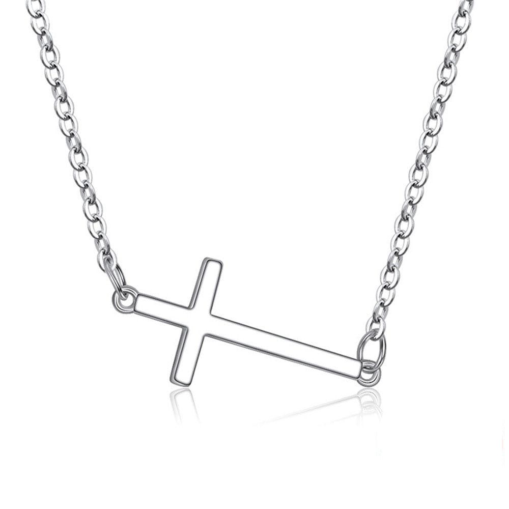 925 Horizontal Von Sterling Silber Horizontal Seitwärtskreuze Kreuzkette Cross Halskette