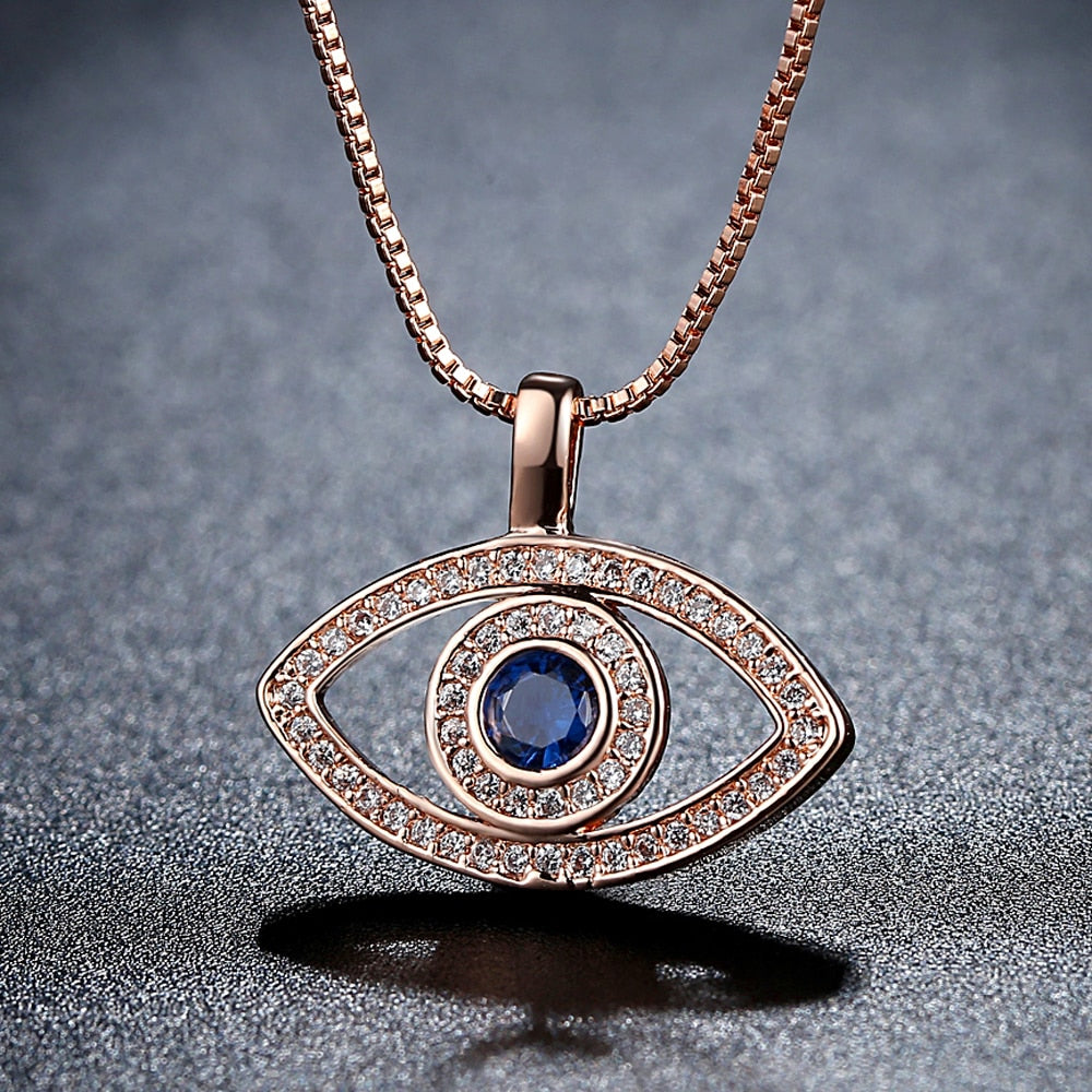 Böses Auge Mit Kubischer Zirkonia Und Blauem Strasshändler Halskette