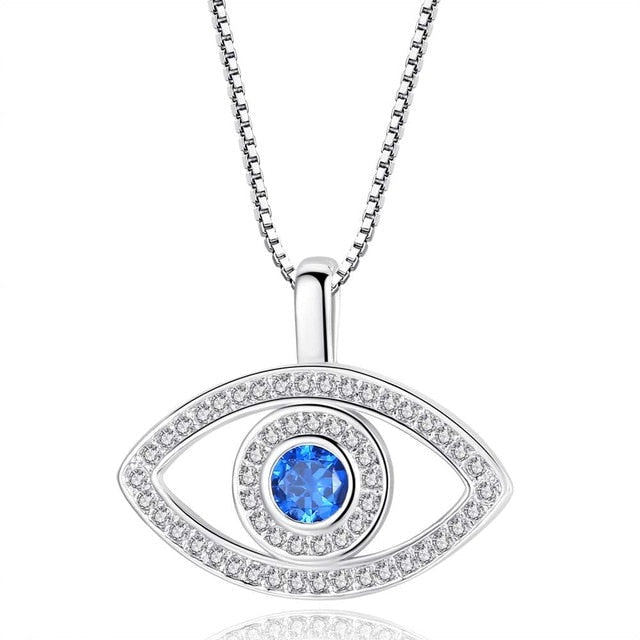 Böses Auge Mit Kubischer Zirkonia Und Blauem Strasshändler Halskette