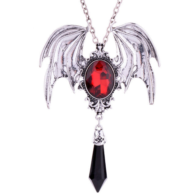 Goth Halloween Red Crystal Fledermausanhänger