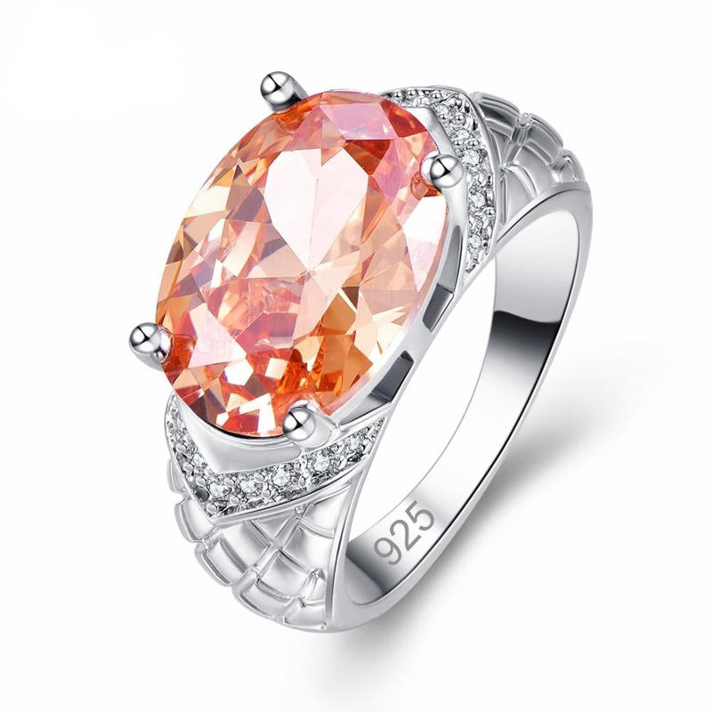 Oval Cut Cubic Zirkonia 925 Sterling Silber Engagement Ring