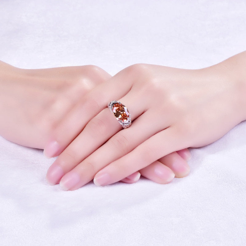 Oval Cut Cubic Zirkonia 925 Sterling Silber Engagement Ring