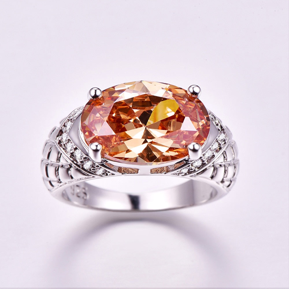 Oval Cut Cubic Zirkonia 925 Sterling Silber Engagement Ring