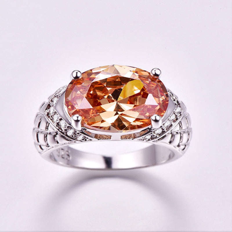 Oval Cut Cubic Zirkonia 925 Sterling Silber Engagement Ring