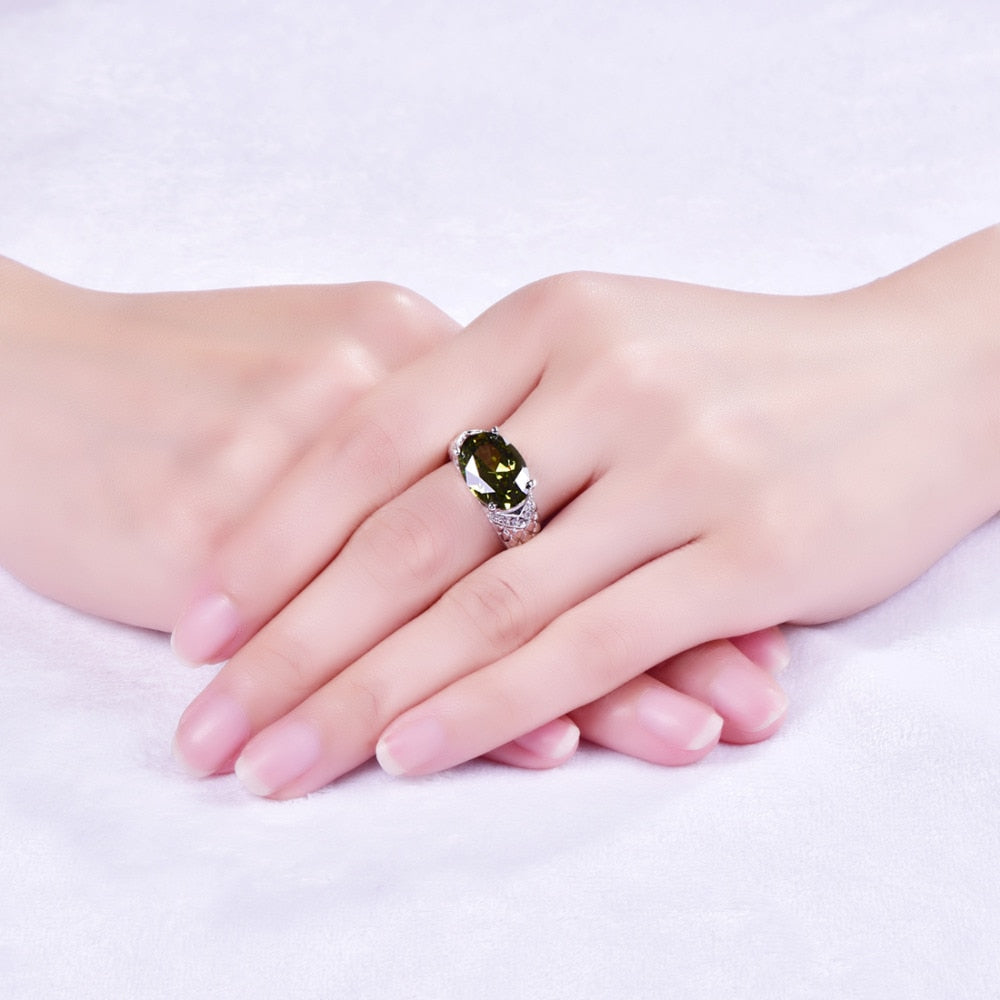 Oval Cut Cubic Zirkonia 925 Sterling Silber Engagement Ring