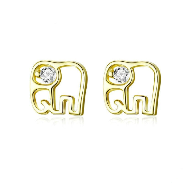 Gold Plattiert 925 Sterling Silber Elephant Bolde Ohrringe Frauens Schmuck