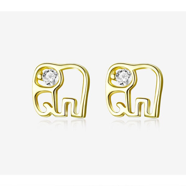Gold Plattiert 925 Sterling Silber Elephant Bolde Ohrringe Frauens Schmuck