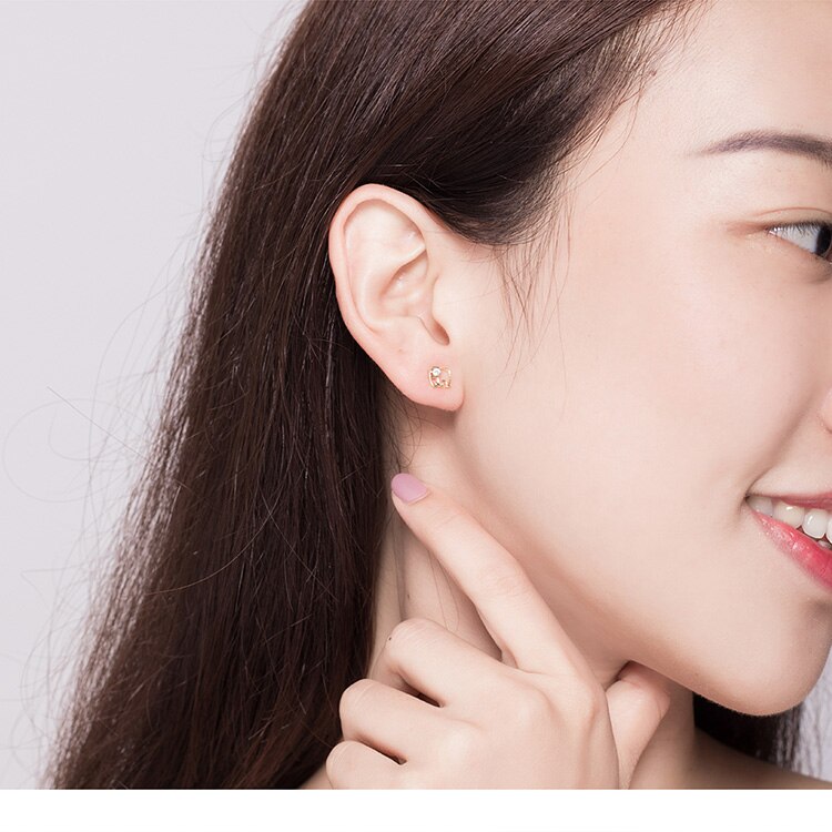 Gold Plattiert 925 Sterling Silber Elephant Bolde Ohrringe Frauens Schmuck