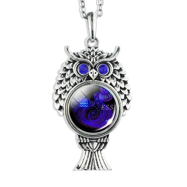Vintage Owl Zodiac Sign Pendell Halskette