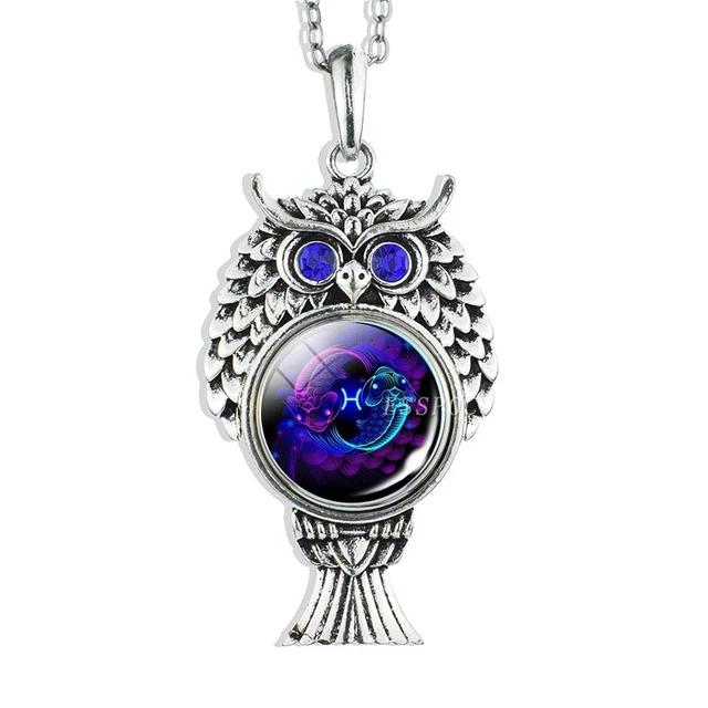 Vintage Owl Zodiac Sign Pendell Halskette