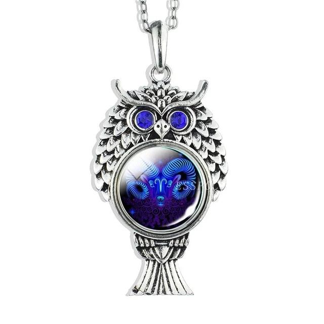 Vintage Owl Zodiac Sign Pendell Halskette