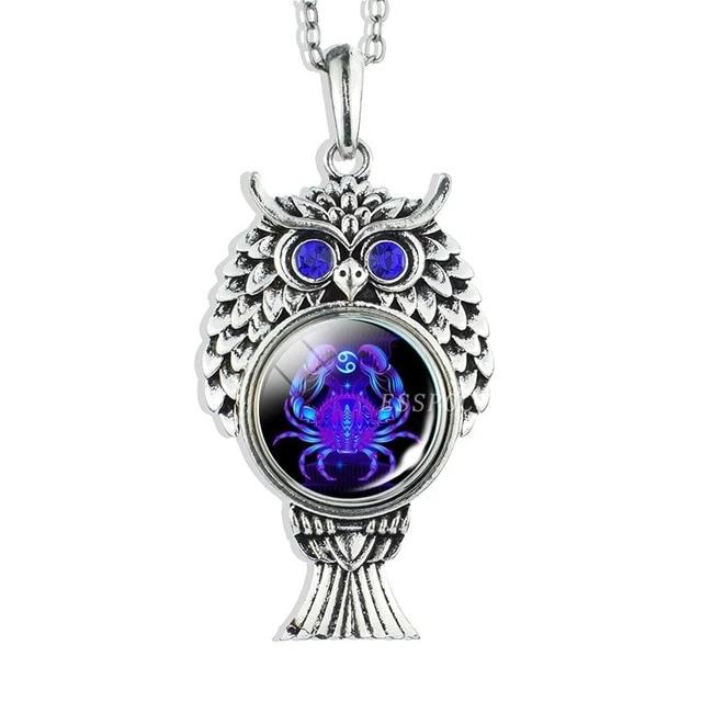 Vintage Owl Zodiac Sign Pendell Halskette