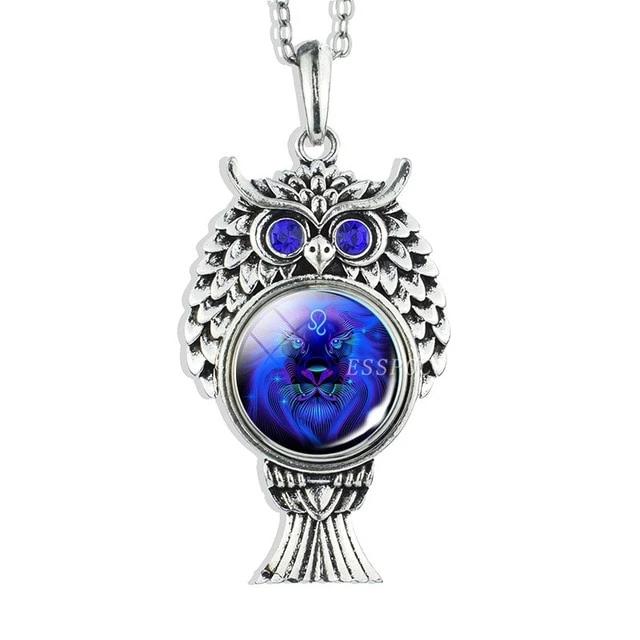 Vintage Owl Zodiac Sign Pendell Halskette