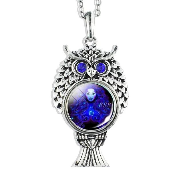 Vintage Owl Zodiac Sign Pendell Halskette