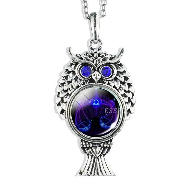 Vintage Owl Zodiac Sign Pendell Halskette