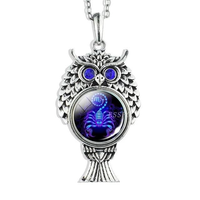 Vintage Owl Zodiac Sign Pendell Halskette