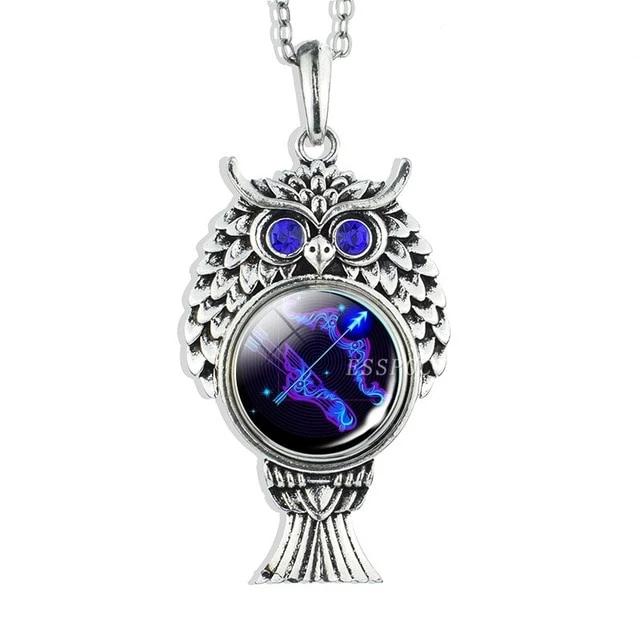 Vintage Owl Zodiac Sign Pendell Halskette