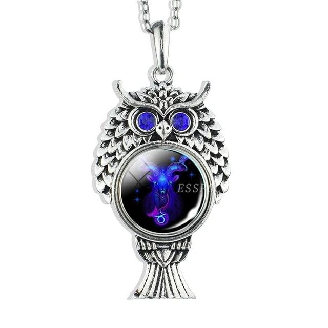 Vintage Owl Zodiac Sign Pendell Halskette