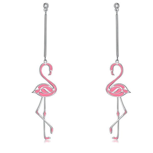 Baumelnde Flamingo  Emaille  Henftöne Ohrringe Für Frauen