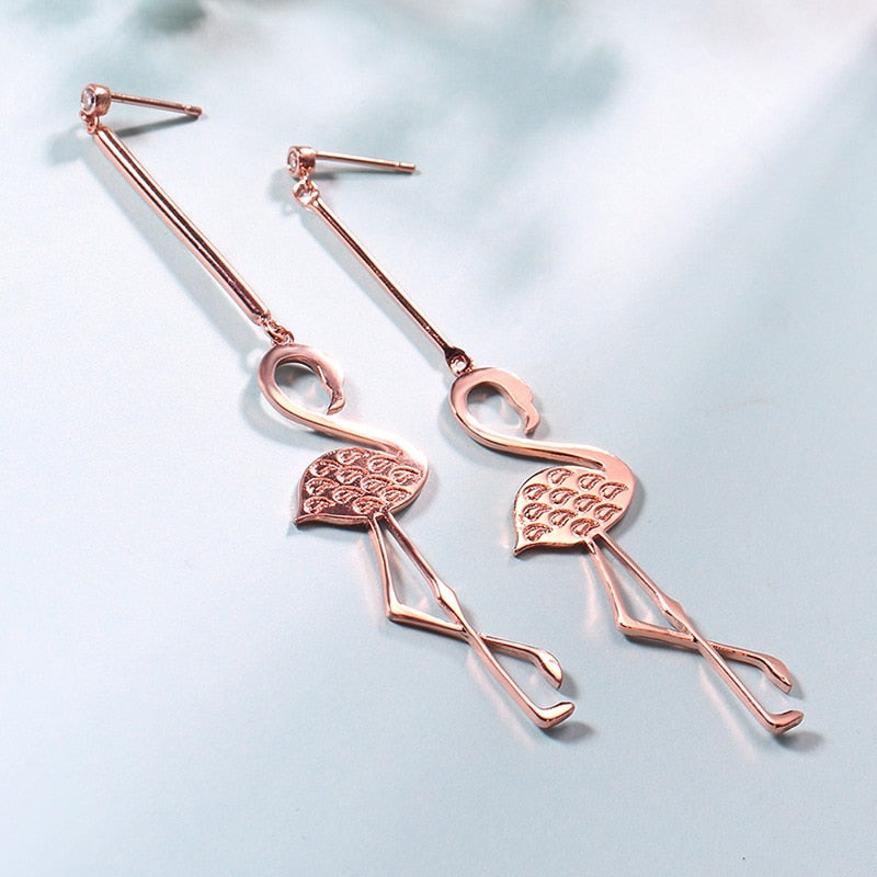 Baumelnde Flamingo  Emaille  Henftöne Ohrringe Für Frauen