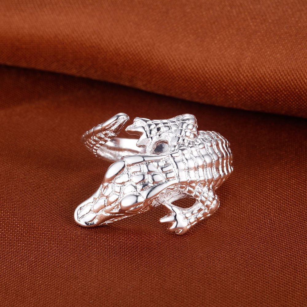 925 Sterling Silber Charming Alligator Ring Legable Women S Schmuck