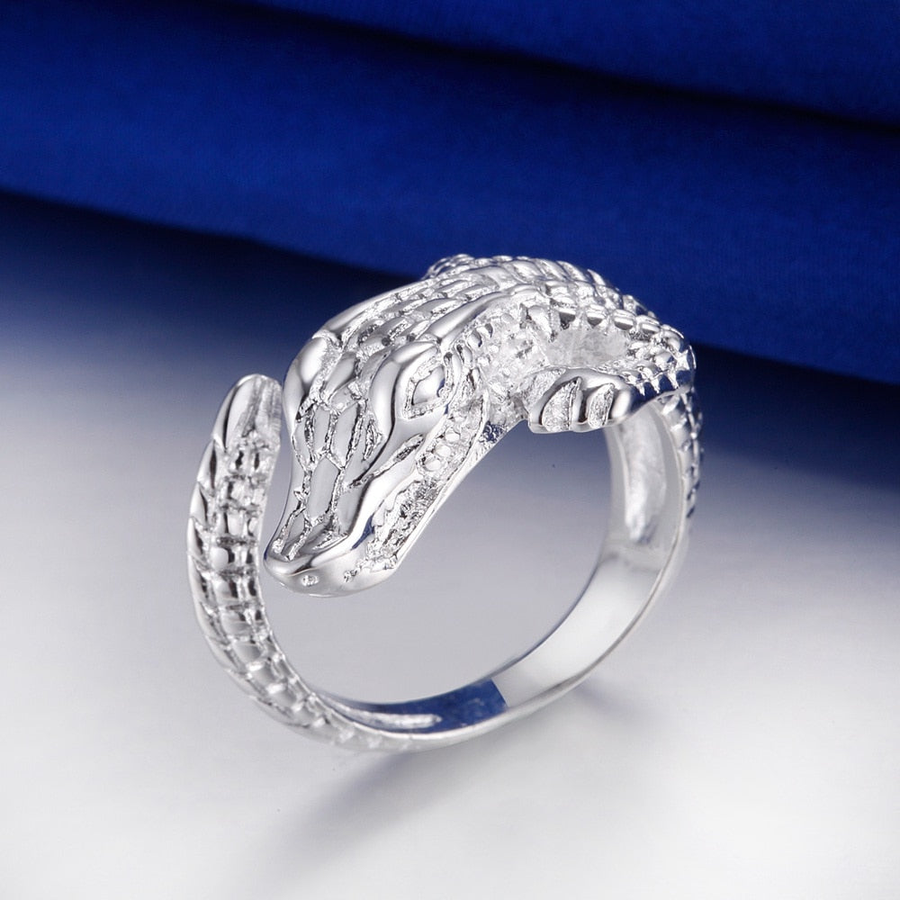 925 Sterling Silber Charming Alligator Ring Legable Women S Schmuck