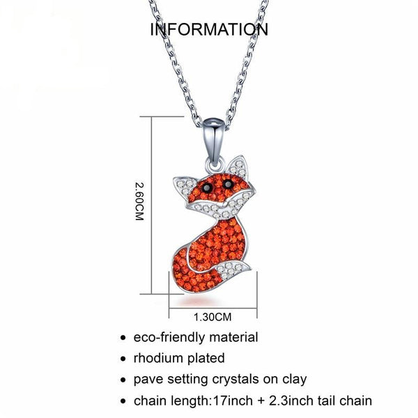 Rotfuchsanhänger 925 Sterling Silber Halskette