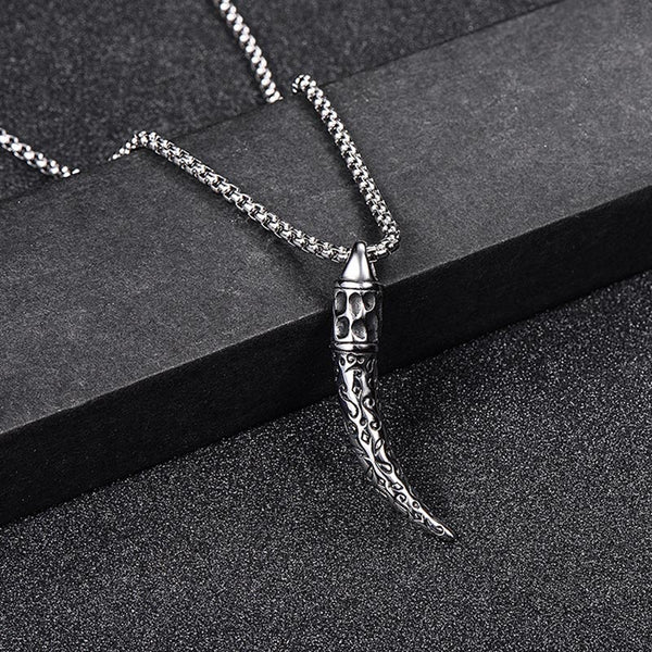 Vintage Retro Wolf Zahnanhänger Mit Kette