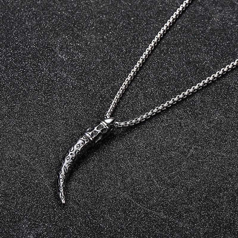 Vintage Retro Wolf Zahnanhänger Mit Kette