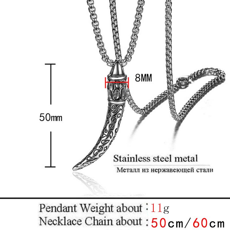 Vintage Retro Wolf Zahnanhänger Mit Kette