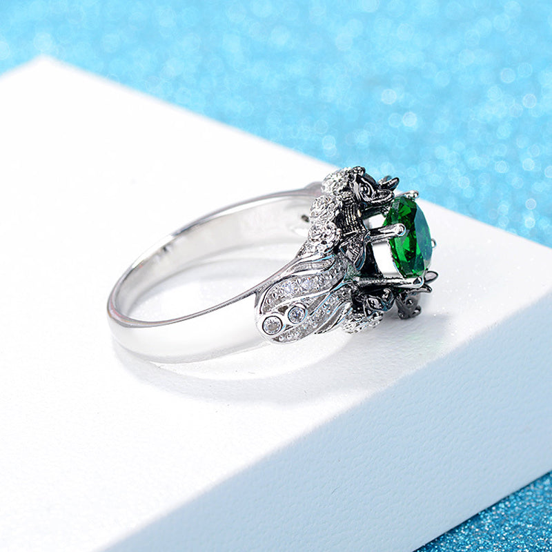 925 Sterling Silber Fledermaus  Fledermaus  Fledermaus  Ring Mit Zirkoniastein