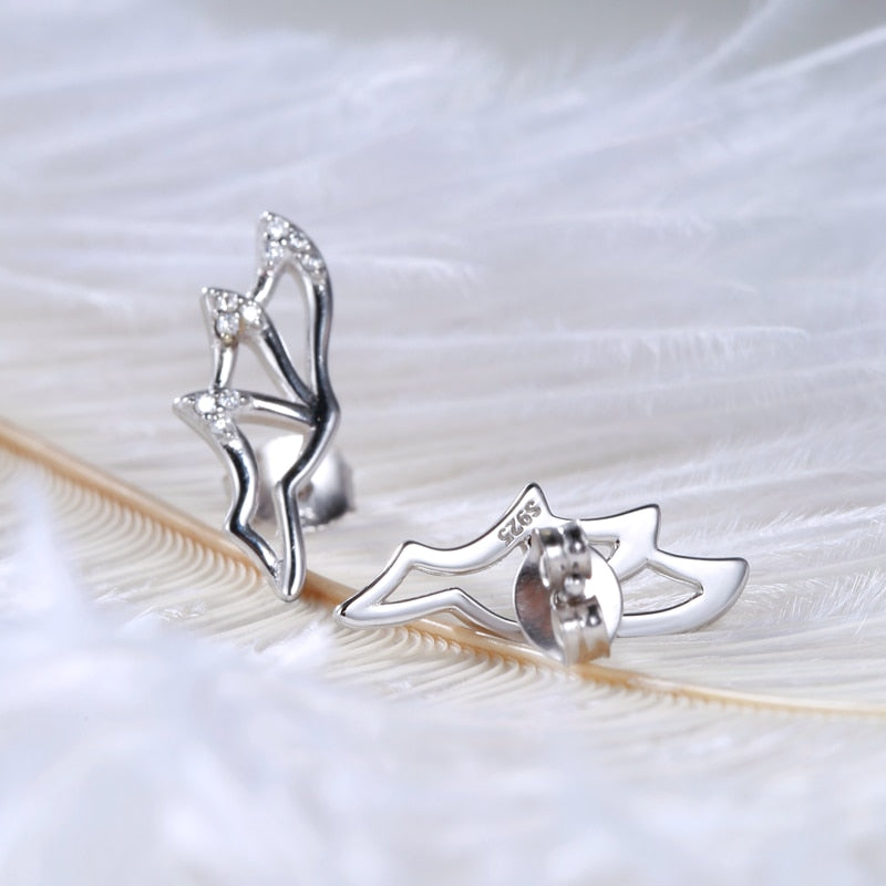 925 Sterling Silber Bat Wings Zirkonohrringe