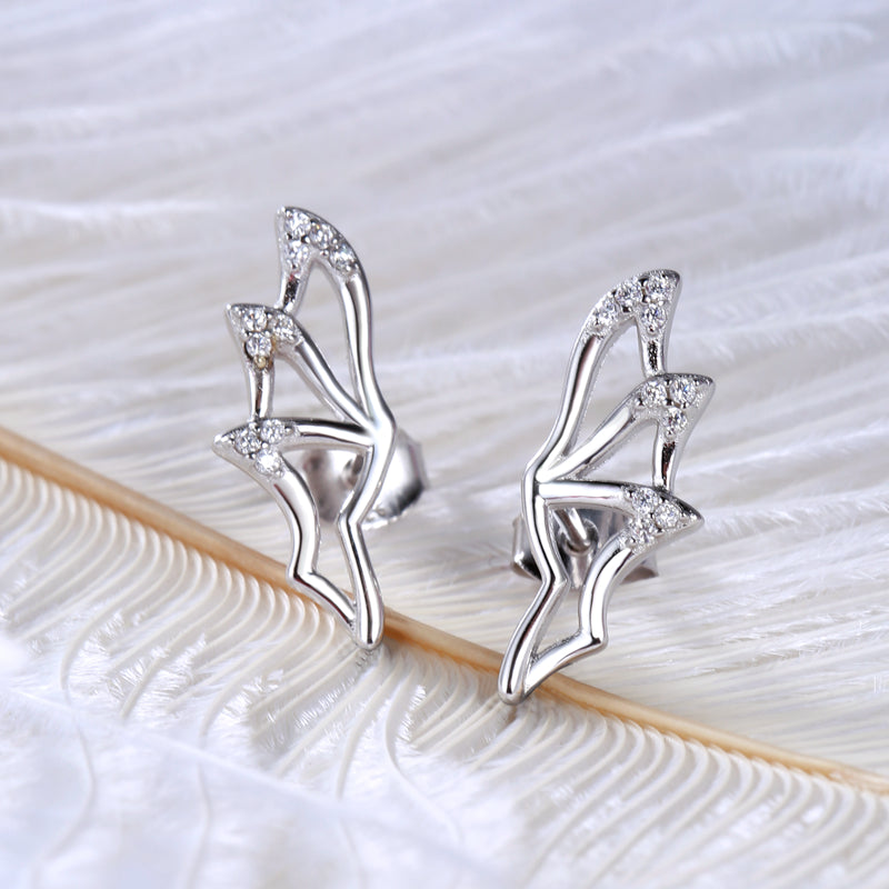925 Sterling Silber Bat Wings Zirkonohrringe