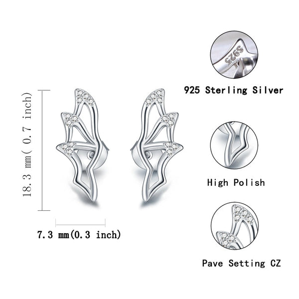 925 Sterling Silber Bat Wings Zirkonohrringe