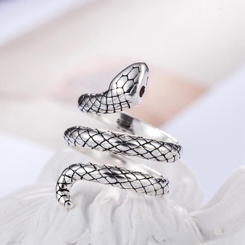 925 Sterling Silber Cobra Verstellbarer Ring Männer Schmuck