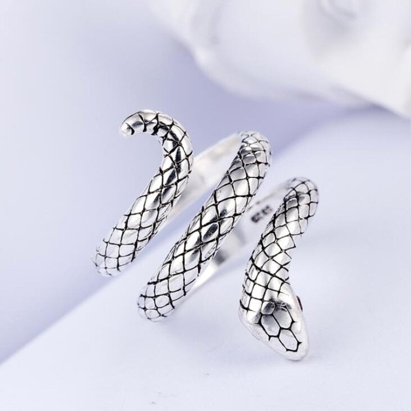 925 Sterling Silber Cobra Verstellbarer Ring Männer Schmuck