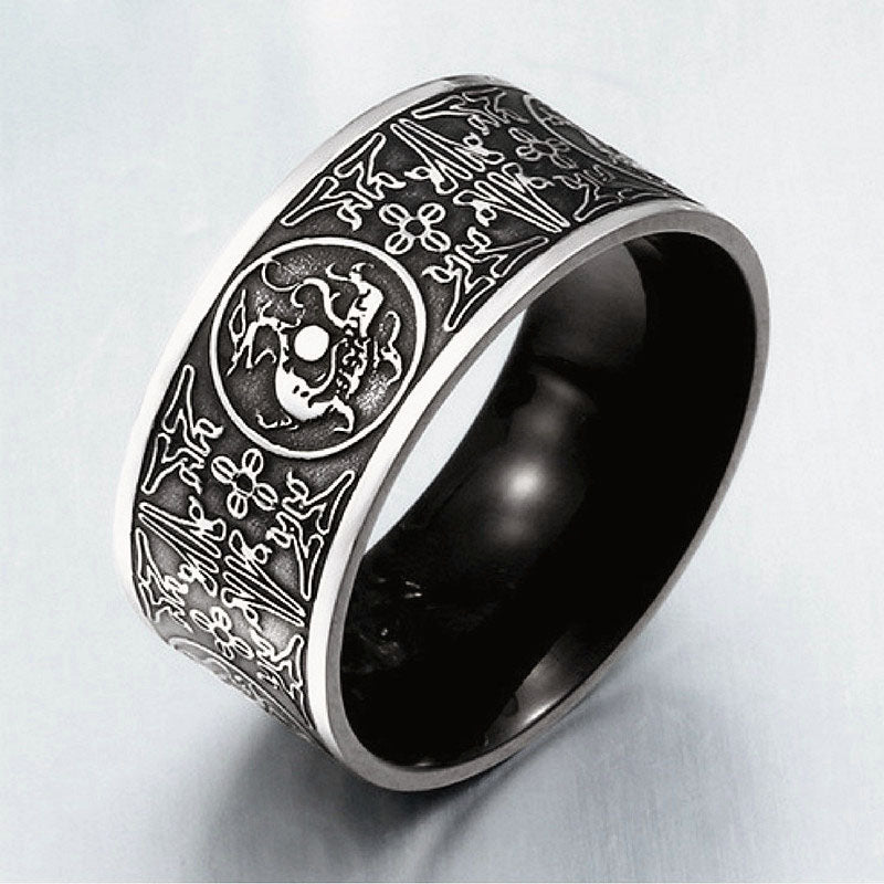 Vintage Edelstahl Black Dragon Gothic Ring
