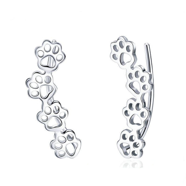 925 Sterling Silber Dogs Paw Trail Stud Ohrringe Frauen S Schmuck