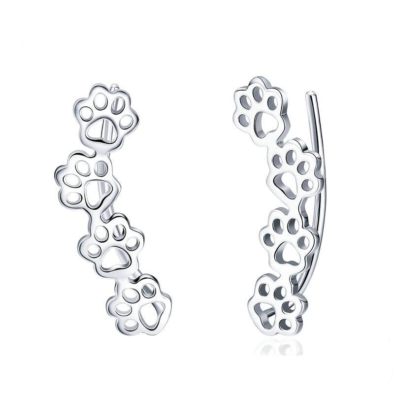 925 Sterling Silber Dogs Paw Trail Stud Ohrringe Frauen S Schmuck