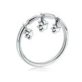 925 Sterling Silber Drei Pfotendrucke Frauen Klingeln